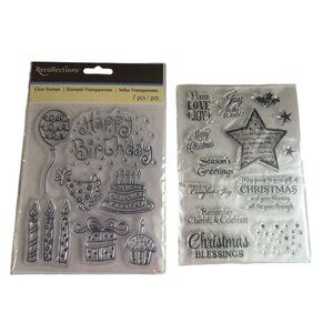Recollections Clear Stamps Set 7 Pcs - Birthday + Unbranded Christmas